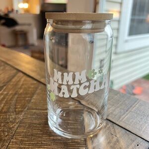 MMM Matcha Glass Tumbler with Bamboo Lid